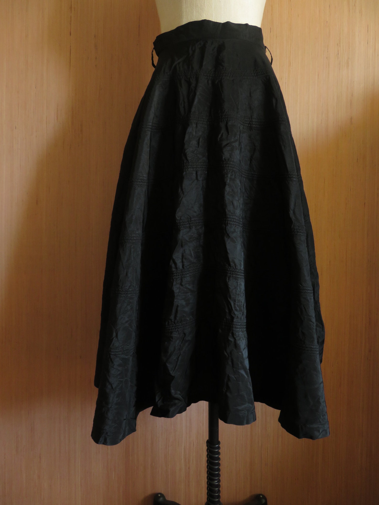 40s Black Silk Taffeta Skirt Vintage Circle Skirt Swing Skirt - Etsy