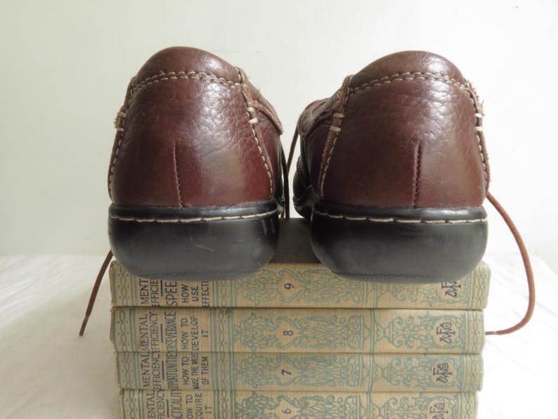 8.5 Brown Leather Clarks Bendables Loafers Lace-Up Shoes Size 8.5M bild 5