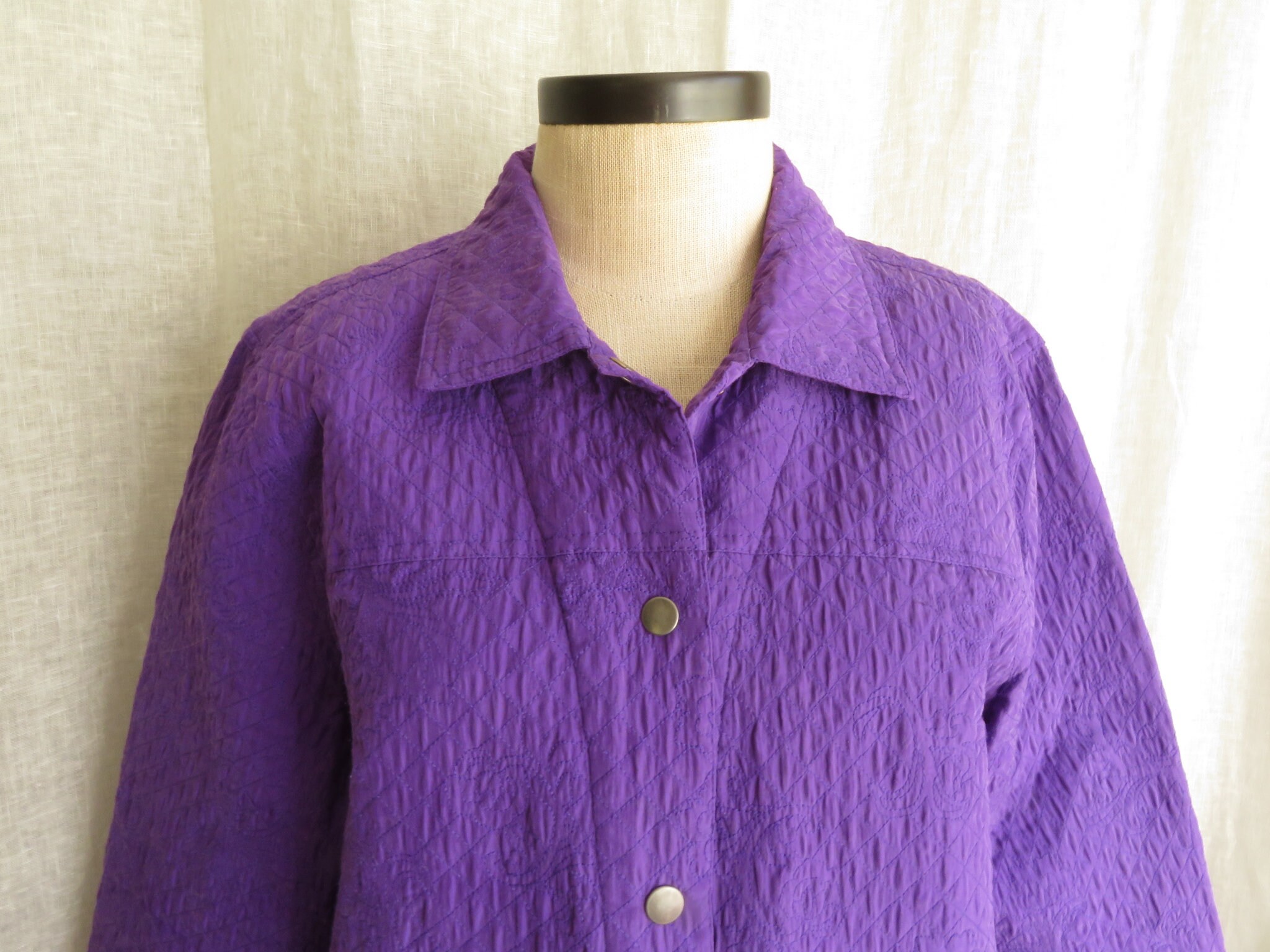 XL Purple Silk Quilted Jacket Coldwater 