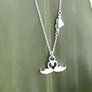 Two Swans Forming A Heart Pendant Necklace, 925 Sterling Silver Chain & Charm, Mothers Day, Valentines Day Gift, Dainty Minimalist Jewelry