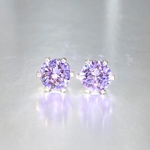 Lilac Violet Stud Earrings, Sterling Silver, RARE Swarovski Crystal, 3mm-7mm Round Ear Studs, February Birthstone Jewelry Gift