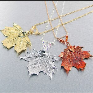 Small Sugar Maple Leaf Necklace, Silver, Gold or Copper Real Baby Maple Leaf Pendant, Botanical Nature Jewelry image 4
