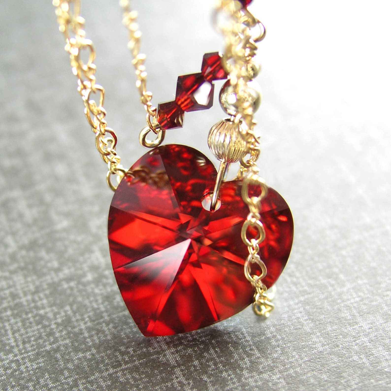 red crystal heart pendant