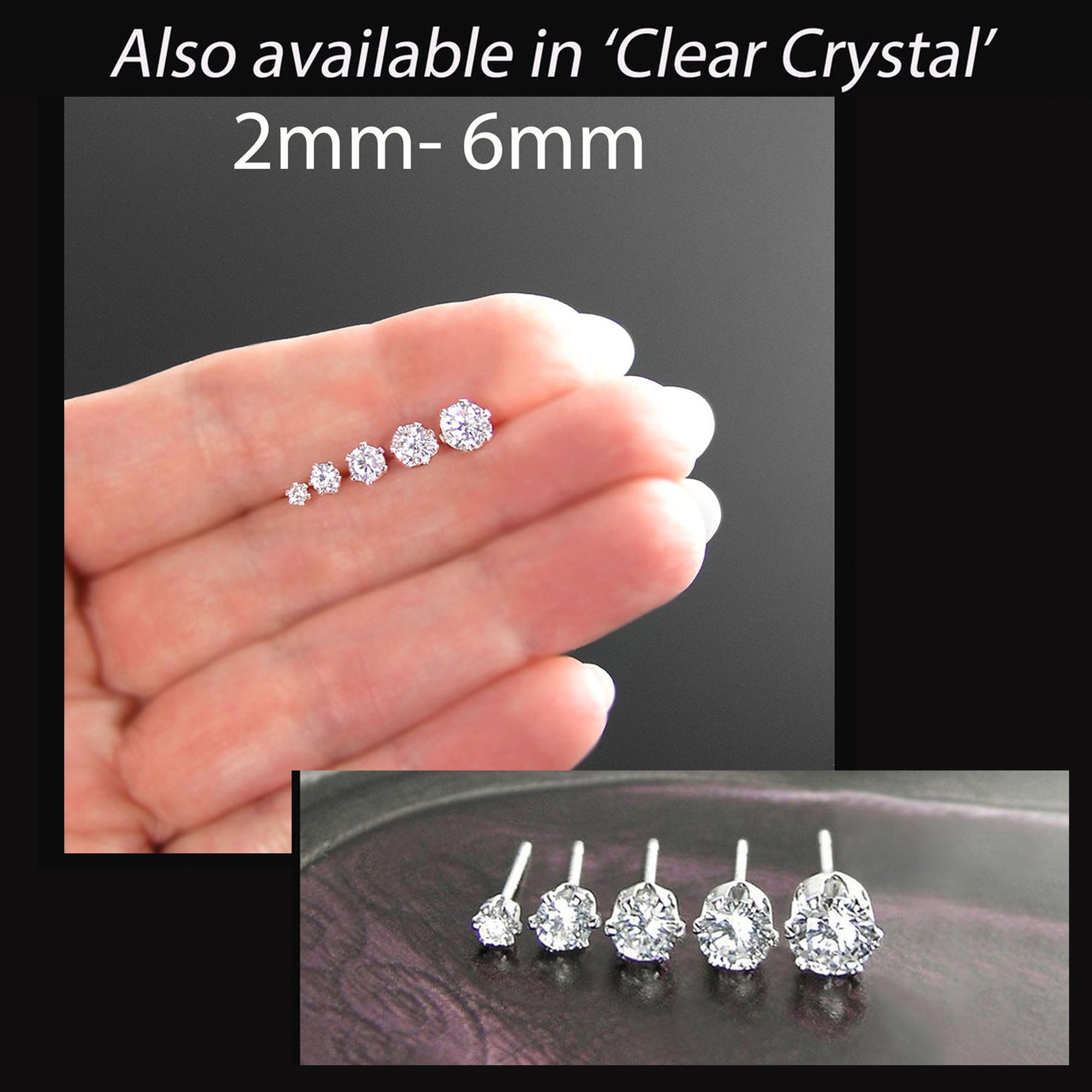 thumbnail interactive-video image 1 of 9ct Yellow Gold 4mm Aurora Borealis Cube Stud Earrings – AB Crystal CZ Butterfly Closure 1 of 2