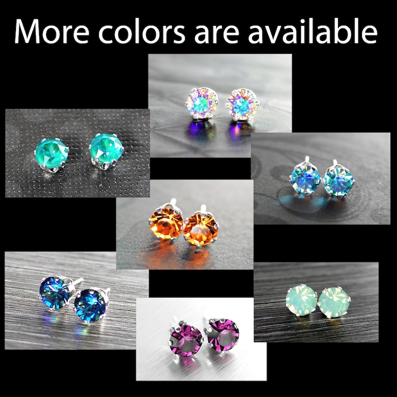 Olive Green Stud Earrings Sterling Silver Swarovski Khaki Etsy