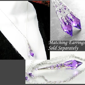 Amethyst Purple Necklace, Sterling Silver, RARE Swarovski Violet Crystal Prism Pendant, Victorian Gift for Her, February Birthstone Jewelry image 5