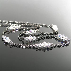 Sparkly Crystal AB Bead Choker Necklace, 925 Sterling Silver, Dainty Swarovski Aurora Borealis Crystal, April Birthstone, Minimalist Jewelry