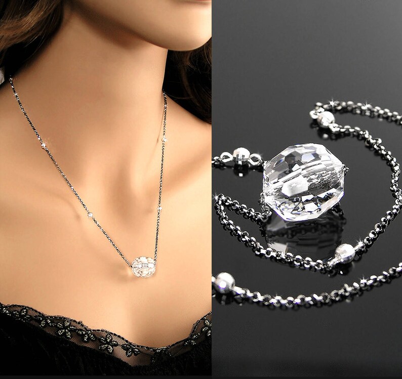 Swarovski Clear Crystal Necklace Sterling Silver Image 0