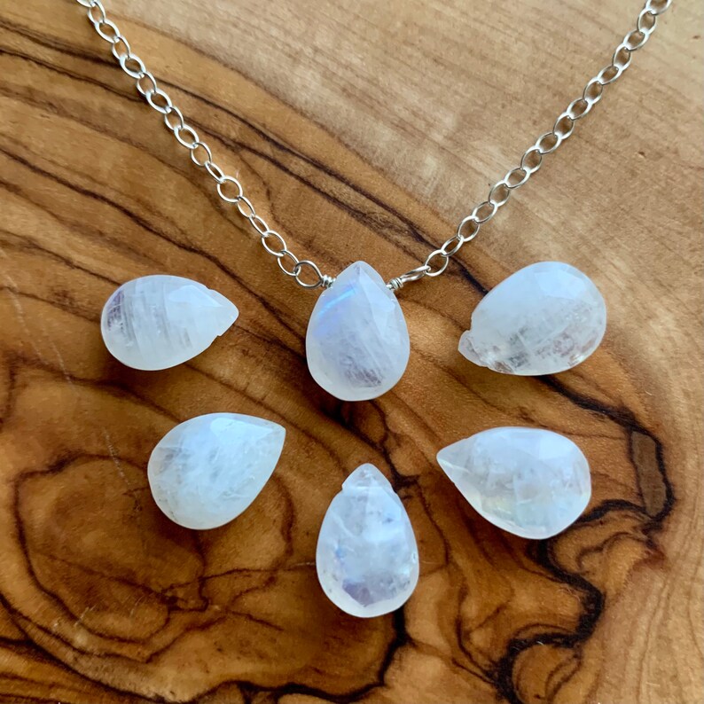 minimalist jewelry simple necklace moonstone jewelry sterling silver gemstone necklace Moonstone Teardrop Dainty Necklace