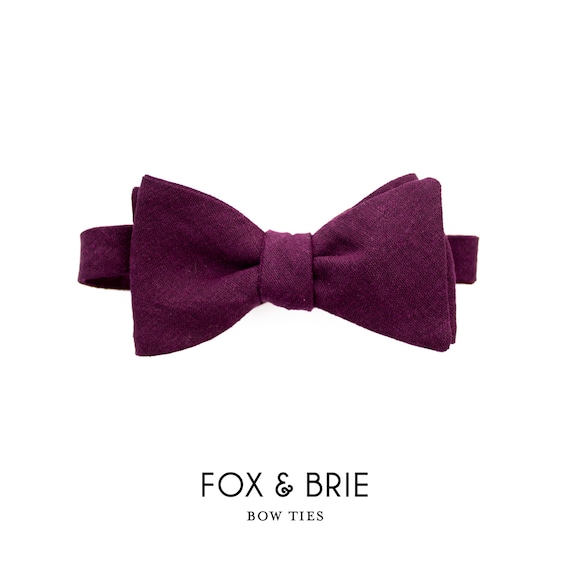 Eggplant Linen Bow Tie Etsy
