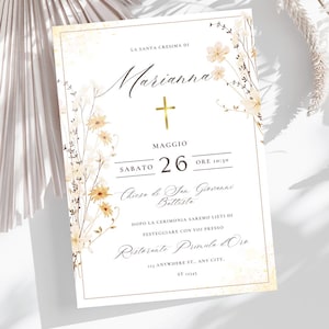 INVITO DIGITALE per Cresima ragazza – Elegante e PERSONALIZZABILE-Stile Floreale Raffinato- Stampabile e compatibile con WhatsApp/email