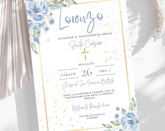 INVITO DIGITALE per Cresima – Elegante e PERSONALIZZABILE-Stile Floreale Raffinato-Versione Digitale da Stampare o Inviare su WhatsApp/email
