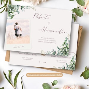 INVITO DIGITALE matrimonio elegante personalizzabile- invito stampabile-modifica con canva- design floreale- condividilo su whatsapp