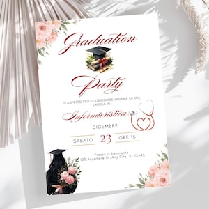 INVITO LAUREA  DIGITALE- invito personalizzabile - invito stampabile - infermieristica - whatsapp - template - canva