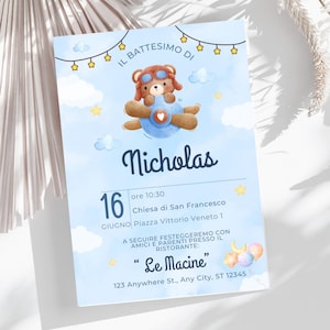 INVITO DIGITALE personalizzabile per battesimo- PDF stampabile - invito bambino- design carino per battesimo - invito digitale per bambino