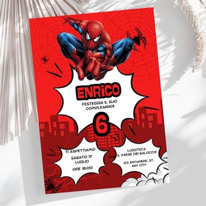INVITO DIGITALE per festa di compleanno di SPIDERMAN- Design personalizzato per bambini - Stampabile e facile da modificare