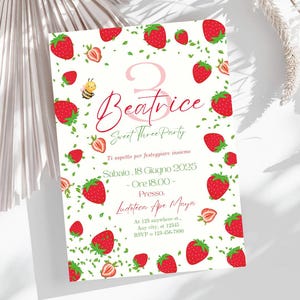 INVITO DIGITALE festa di compleanno- invito stampabile - BERRY bee birthday - bambina- invito personalizzabile con canva - pdf stampabile