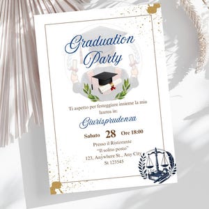 INVITO LAUREA  DIGITALE- invito personalizzabile - invito stampabile - giurisprudenza - whatsapp - template - canva