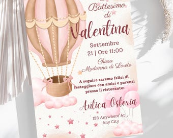DIGITAL INVITATION FOR BAPTISTS - Printable PDF - Customizable invitation for girls - Cute baptism design - Digital invitation for girls