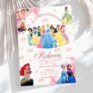 INVITO festa di compleanno - invito DIGITALE - invito stampabile - rosa - bambina - PRINCIPESSE - whatsapp - template - canva