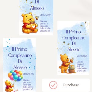 ETICHETTE  DIGITALI per BOMBONIERE/regalo personalizzabili- Etichette stampabili - tema winnie the pooh- design carino ed elegante