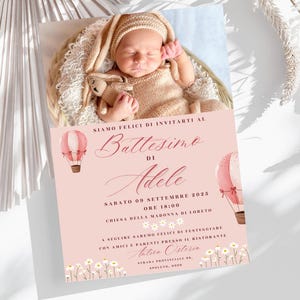 INVITO DIGITALE personalizzabile per battesimo- PDF stampabile - invito bambina- design carino per battesimo - invito digitale per bambina