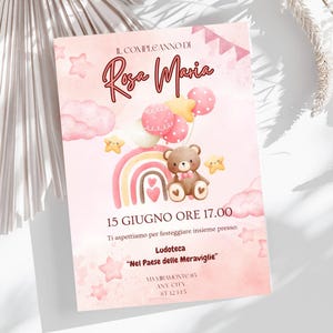INVITO DIGITALE personalizzabile per compleanno- PDF stampabile - invito bambina- design carino per compleanno - invito digitale per bambina