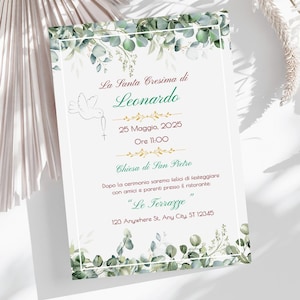 INVITO DIGITALE per Cresima – Elegante e PERSONALIZZABILE-Stile Floreale Raffinato-Versione Digitale da Stampare o Inviare su WhatsApp/email