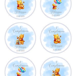 ETICHETTE  DIGITALI per BOMBONIERE/regalo personalizzabili- Etichette stampabili - tema winnie the pooh- design carino ed elegante