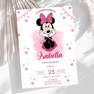INVITO festa di compleanno MINNIE - invito DIGITALE - invito stampabile - rosa - bambina  - whatsapp - template - canva