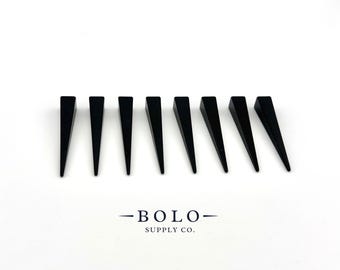 Matte Black Bolo Tie Tips: Modern Cord Ends, Jewelry Making (8 pcs.)