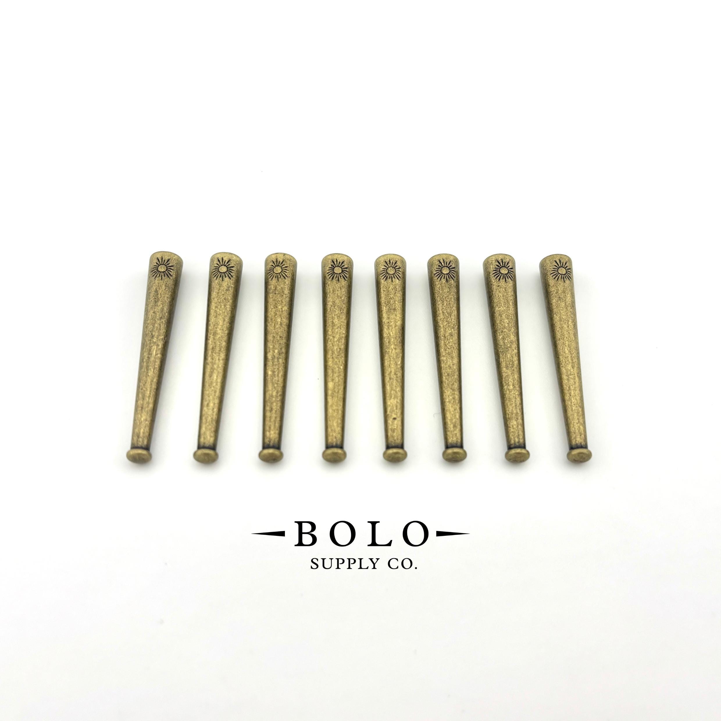 Brass Bolo Tie Tips: Antique Sun Cord End Caps (8 pcs, 4-4.5mm Cord)