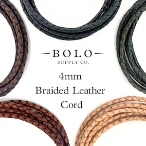 4mm Braided Leather Cord: Jewelry-Making Supplies for Bracelets, Necklaces, and Bolo Ties