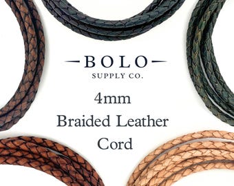 4mm Braided Leather Cord: Jewelry-Making Supplies for Bracelets, Necklaces, and Bolo Ties