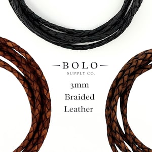 3mm Braided Leather Cord: Jewelry-Making Supplies for Bracelets, Necklaces, and Bolo Ties