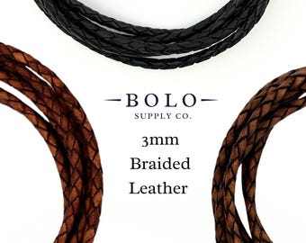 3mm Braided Leather Cord: Jewelry-Making Supplies for Bracelets, Necklaces, and Bolo Ties