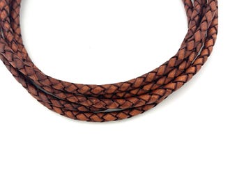 4mm Braided Leather Cord: Jewelry-Making, Bracelets, Bolo Ties