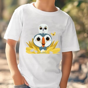 T-shirt Puffin Rock pour enfant, vêtement pour enfant, préscolaire, motif animalier, cadeau d&#39;anniversaire pour enfant