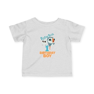 T-shirt personnalisé Puffin Rock pour bébé, 1er anniversaire, anniversaire Puffin Rock, Oana Baba, invitation Puffin, tissu Puffin Rock, t-shirt Puffin