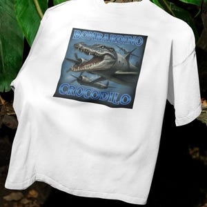 Camiseta unissex vintage engraçada Bombardino Crocodilo Brainrot, camiseta Brainrot, camiseta Bootleg Rap, meme italiano Brainrot, camiseta Crocodilo, camiseta da moda