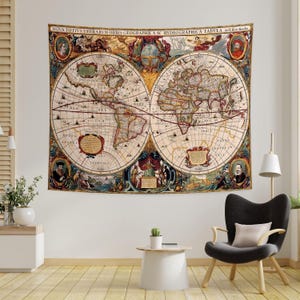 World Map Tapestry, World Map Poster Art, World Atlas Tapestry, Large World Map Wall Art, Large Map of The World Wall Art