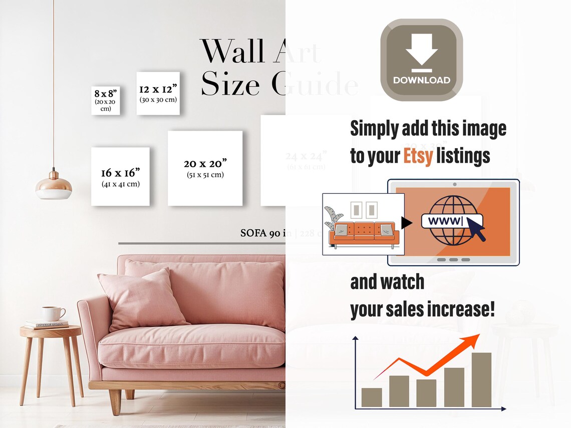 Etsy Seller Size Guide, Wall Art Dimensions Chart (JPG) - Etsy