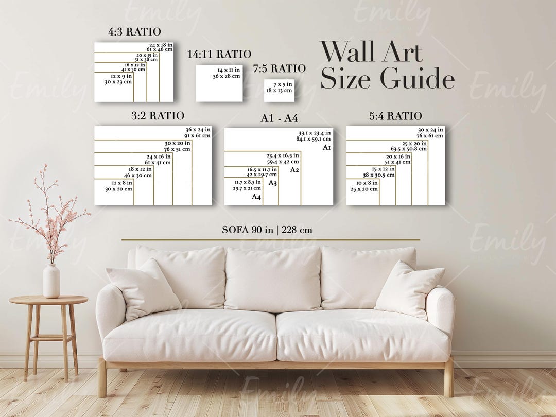 Etsy Seller Size Guide, Wall Art Dimensions Chart (JPG Files) - Etsy