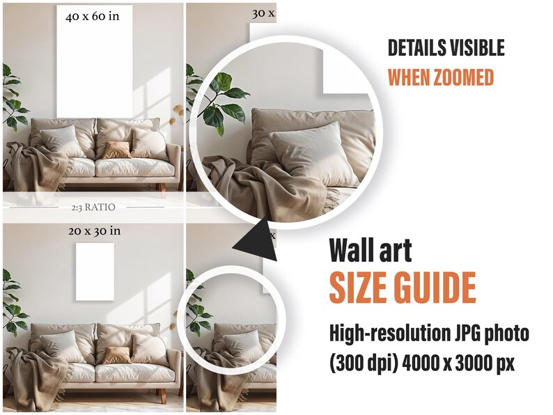 Wall Art Size Guide Template, Canvas Sizes, Frame Aspect Ratio, 2:3 ...