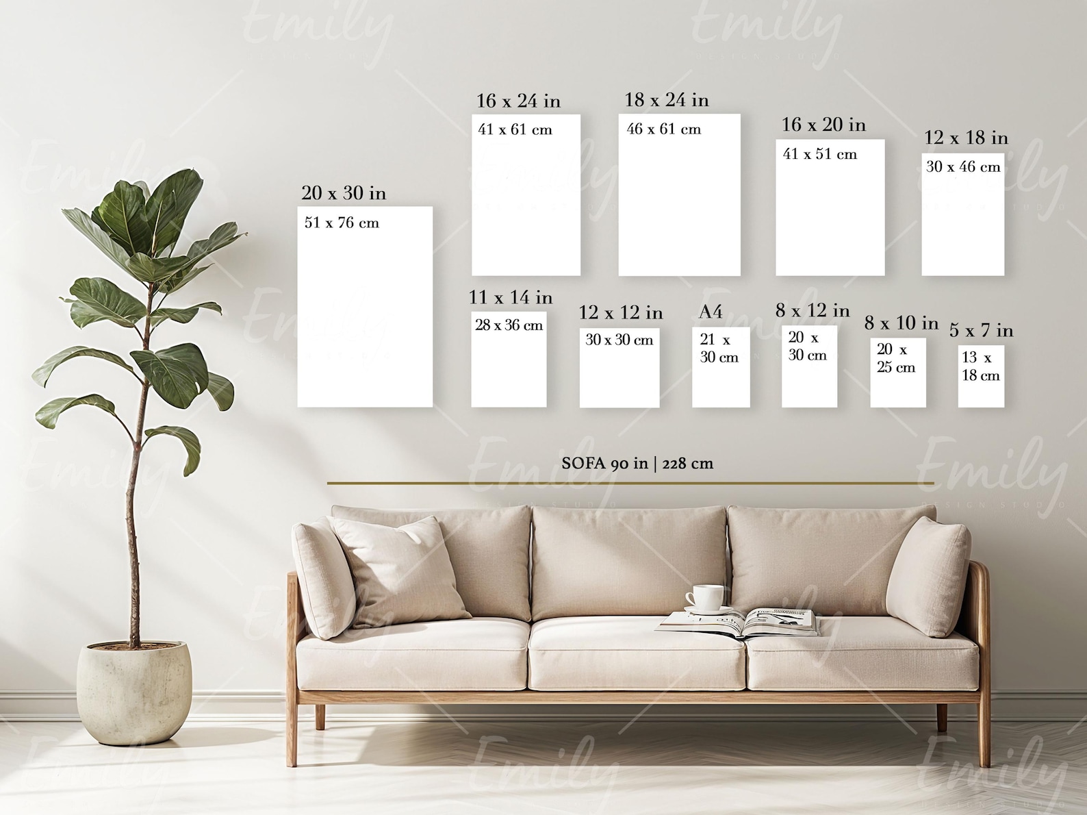 Wall Art Size Guide, Frame Chart for Etsy Sellers (JPG) - Etsy
