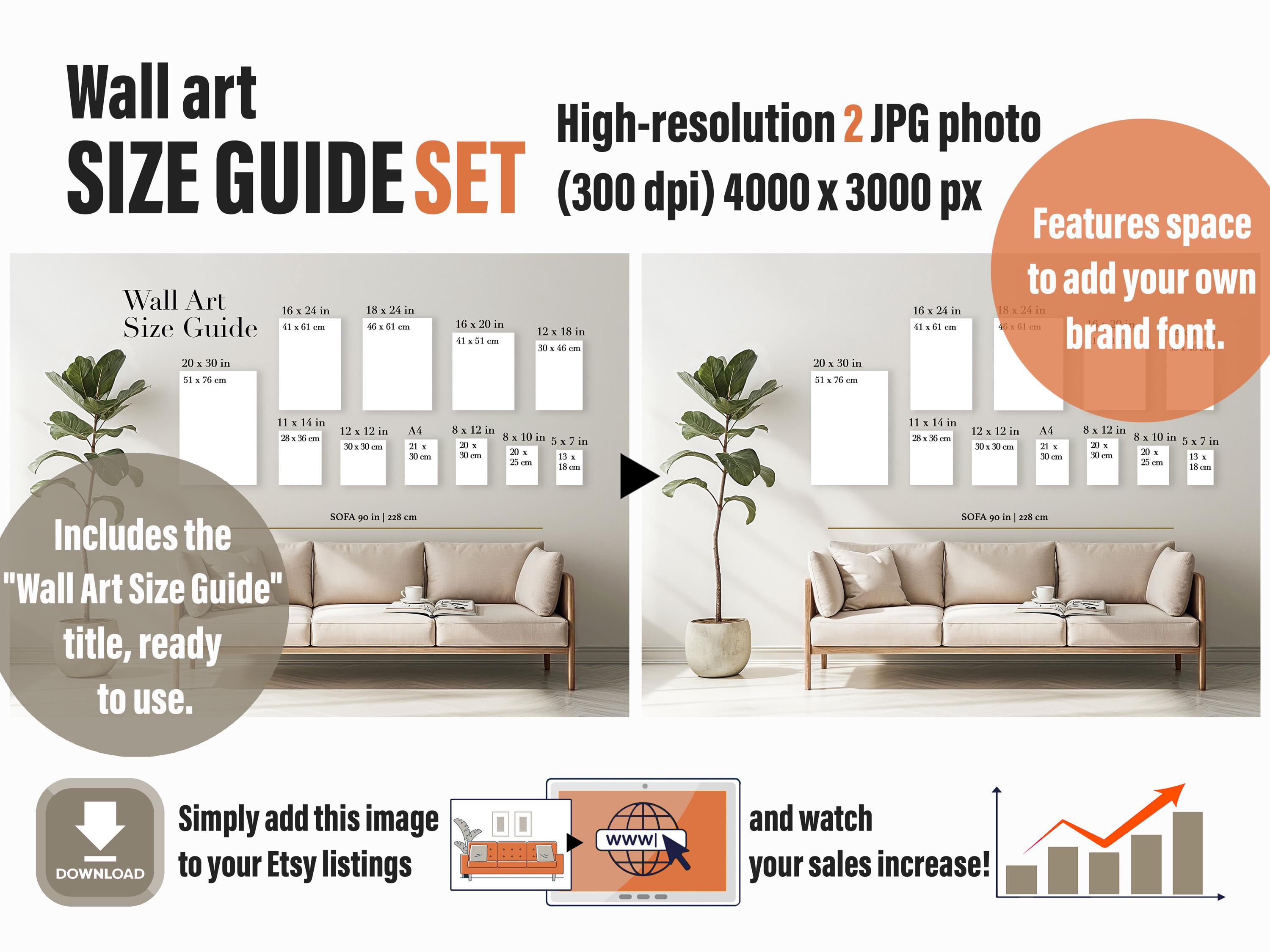 Wall Art Size Guide, Frame Chart for Etsy Sellers (JPG) - Etsy