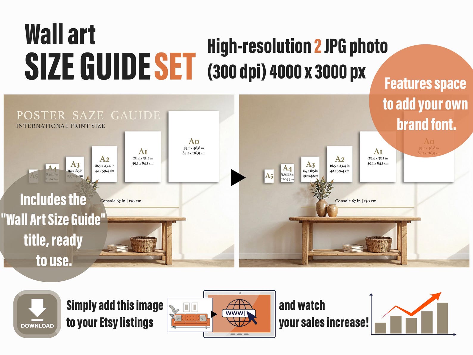 Wall Art Size Guide, Poster Frame Comparison Chart (JPG Files) - Etsy