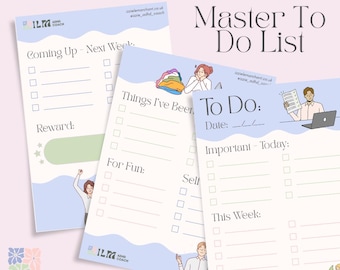Die ultimative ADHS To Do Liste, Master To Do Listen, ADHS Planer Seiten, Produktivitätsplaner
