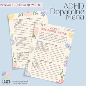 ADHS Dopamin Menü Digitaler Download, Dopamenu, ADHS Planer-Tools