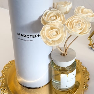 Murano Glass Reed Diffuser with gift box, 5 Peony Flower Reeds, 14 Fragrance Options, Personalized Home Fragrance, Paper Anniversary Gift
